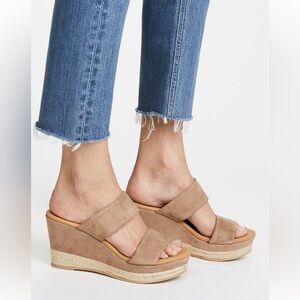 Matt Bernson 8 Icaria Platform Wedge Espadrilles in Tan Suede EUC Made In Spain